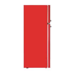 7.5 cu. ft. Mini Refrigerator with Top Freezer in Red and Chrome Handles