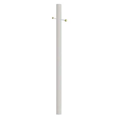 7 ft. White Outdoor Direct Burial Aluminum Lamp Post with Cross Arm fits Most Standard 3 in. Post Top Fixtures