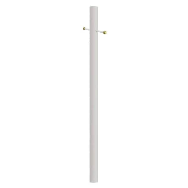 SOLUS 7 ft. White Outdoor Direct Burial Aluminum Lamp Post with Cross Arm fits Most Standard 3 in. Post Top Fixtures