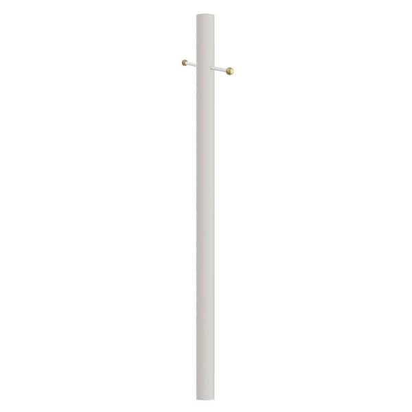 SOLUS 8 ft. White Outdoor Direct Burial Aluminum Lamp Post with Cross Arm fits Most Standard 3 in. Post Top Fixtures