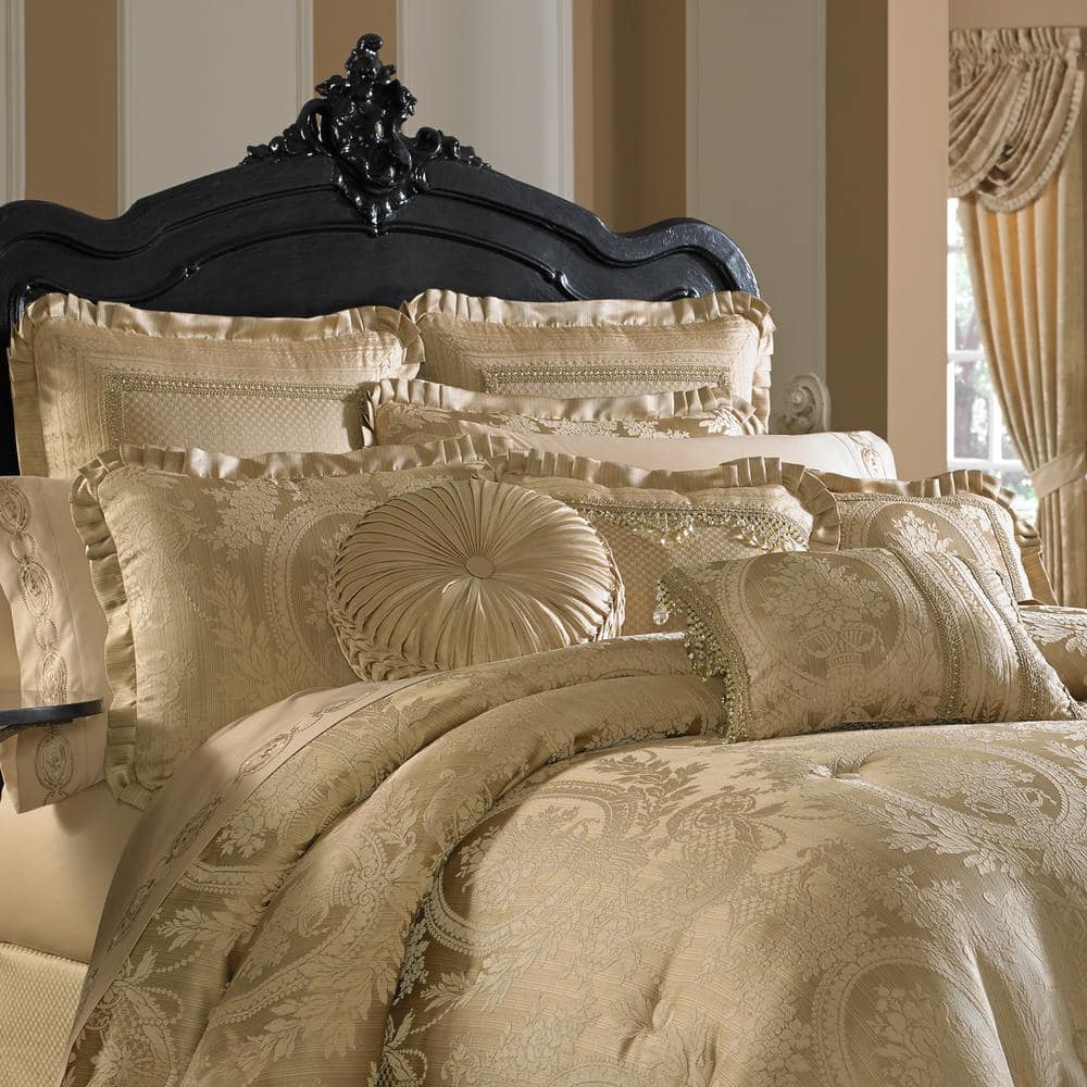 King Gold Reversible Comforter Set with Pleated Corners