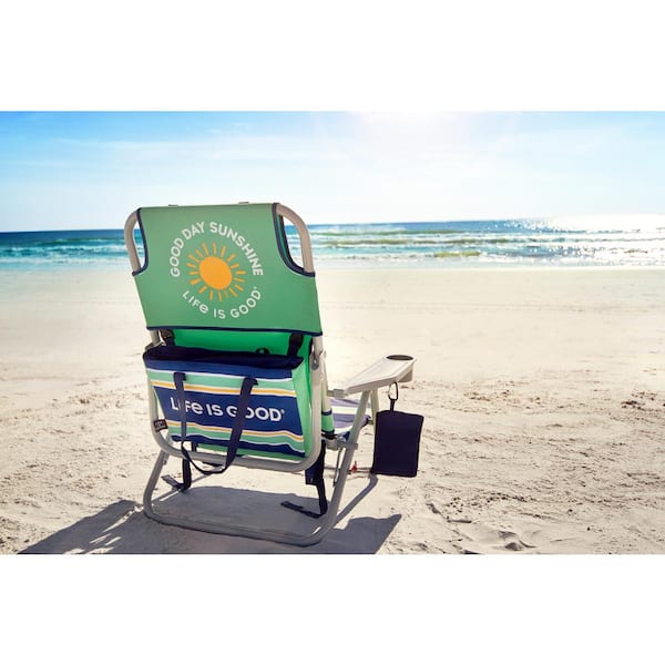 Tommy Bahama Beach Chair, Aluminum, Green Strips