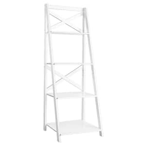 Classic 56.3 in. 4-Tier Ladder Shelf Bookshelf in White