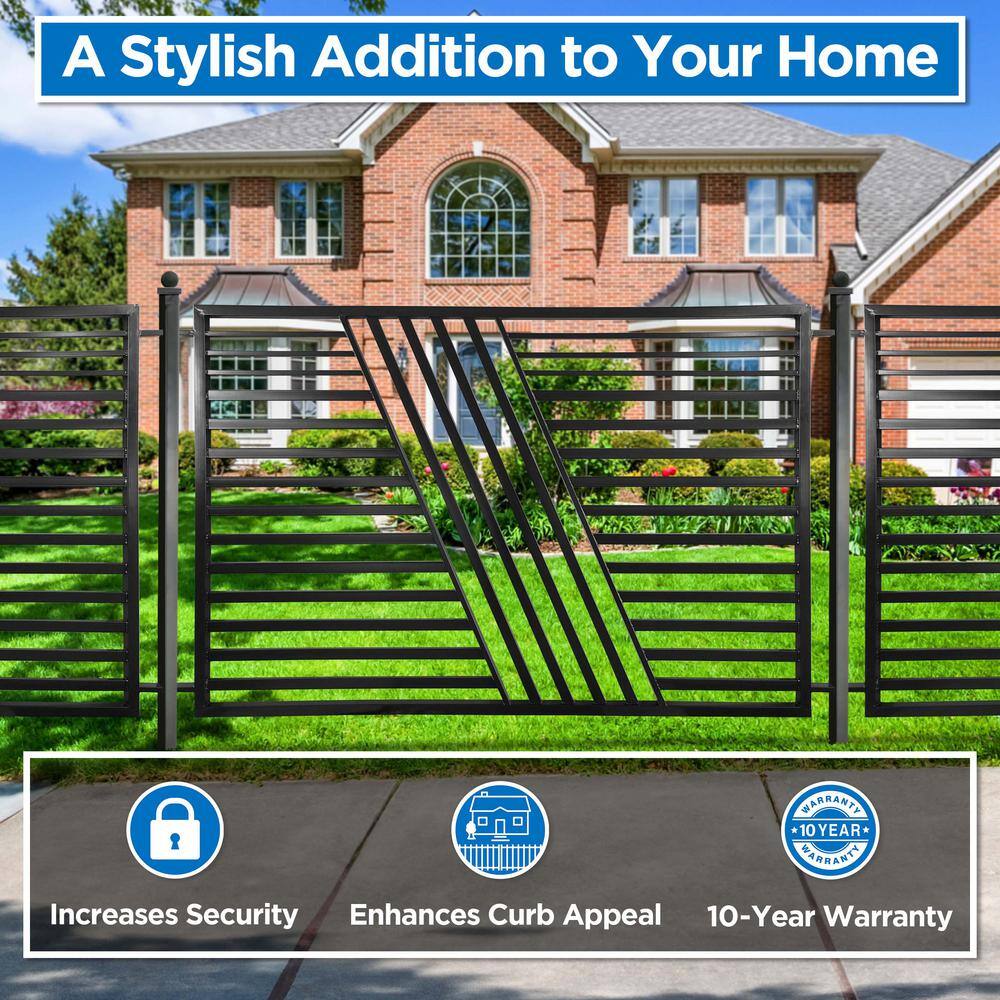 Sofia Style Black Steel 8x5 ft Ornamental Fence Panel