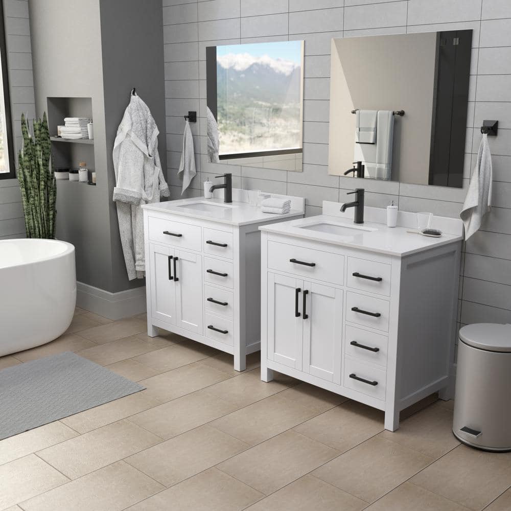Beckett 36" White Freestanding Single Bathroom Vanity with Marble Top