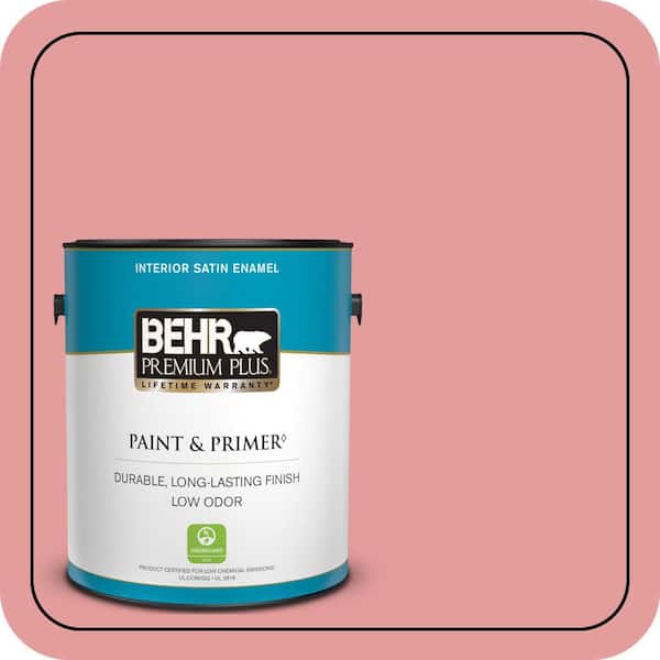 BEHR PREMIUM PLUS 1 gal. #150D-4 Pale Berry Satin Enamel Low Odor Interior Paint & Primer