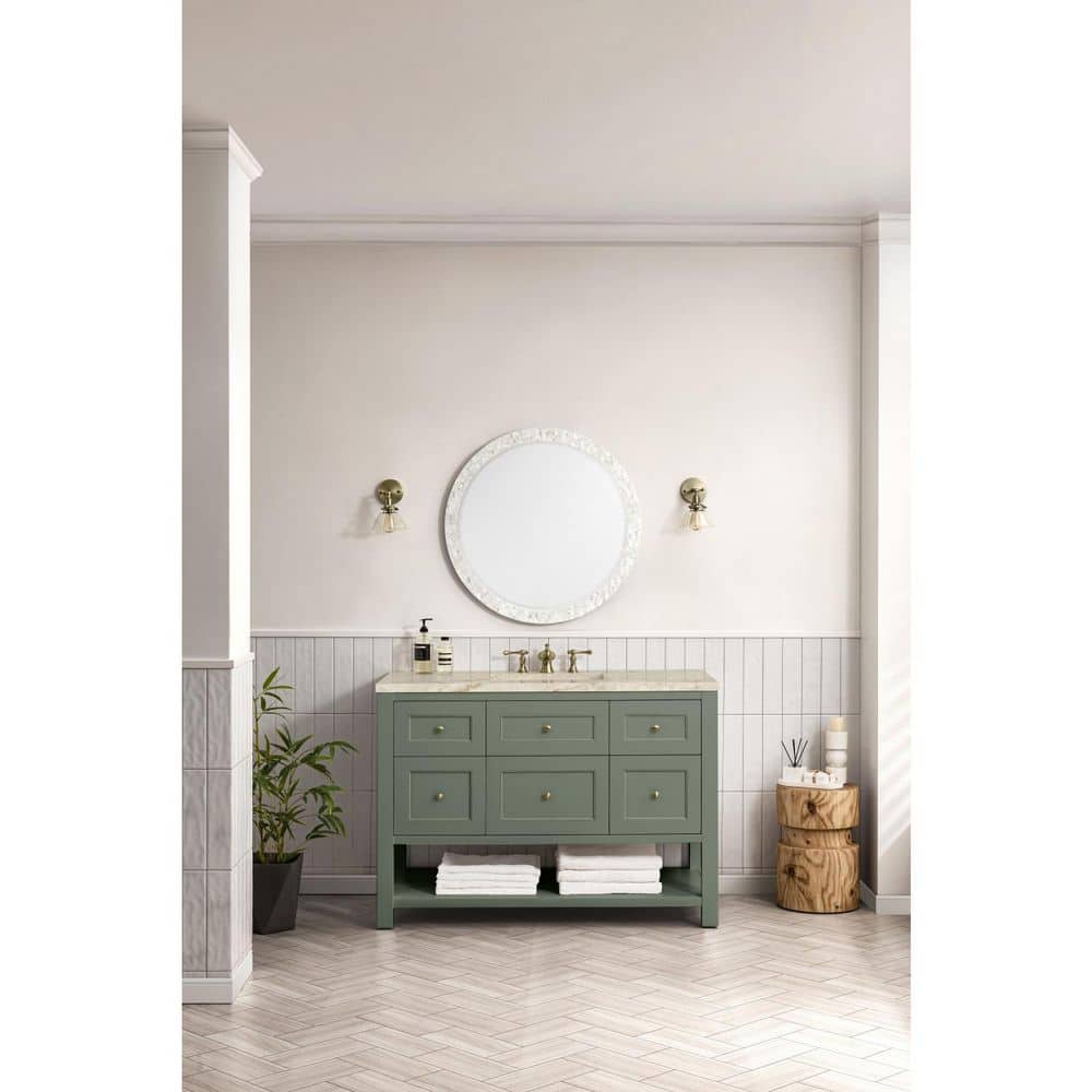 Breckenridge 48.0 in. Single Bath Vanity in Smokey Celadon with Tajnar Wireless Charging Engineered Composite Top price history on PriceWatchPro