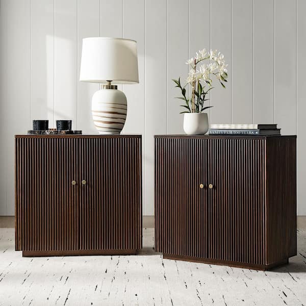 Bonnot Walnut 32"Tall 2 Door Accent Cabinet with Adjustable Shelf Set of 2