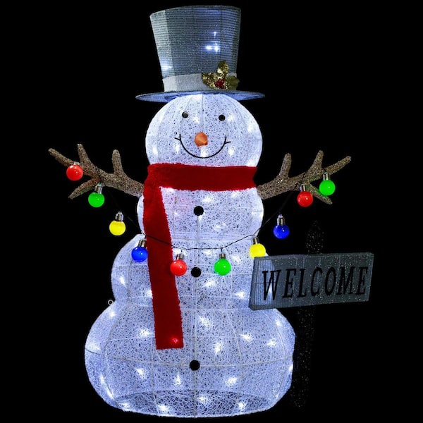 Northlight 3D Lighted in.Welcomein. Snowman Outdoor Christmas