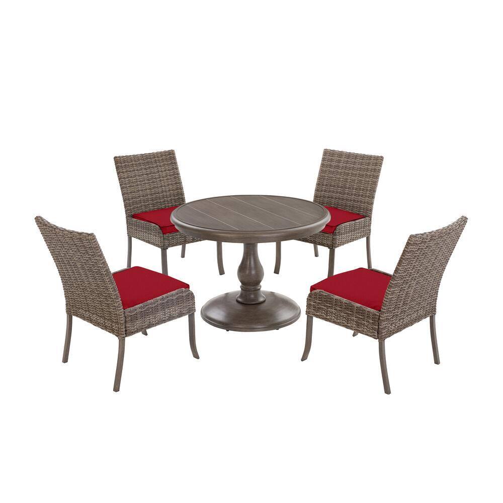 Hampton Bay Windsor 5Piece Brown Wicker Round Outdoor Patio Dining Set