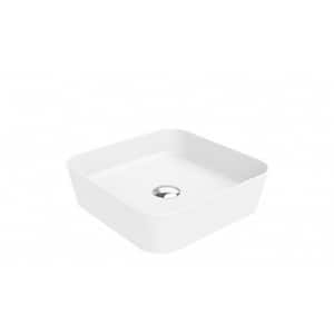 Lago 040 WG Glossy White Ceramic Square Vessel Bathroom Sink