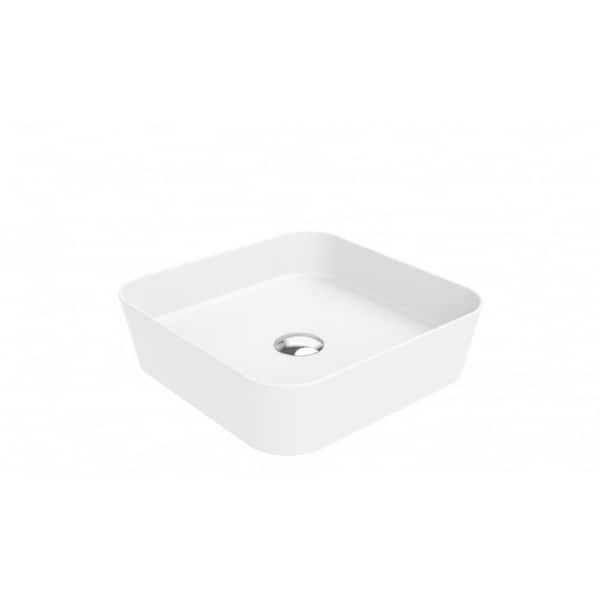WS Bath Collections Lago 040 WG Glossy White Ceramic Square Vessel Bathroom Sink