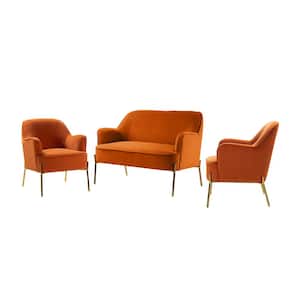 Alita 3-Piece Orange Living Room Set