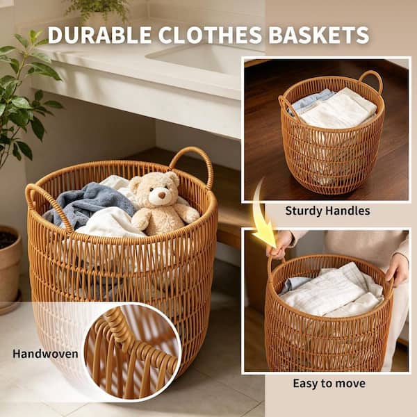 Brown 12 in x 16 in Polypropylene Woven Decorative Basket with