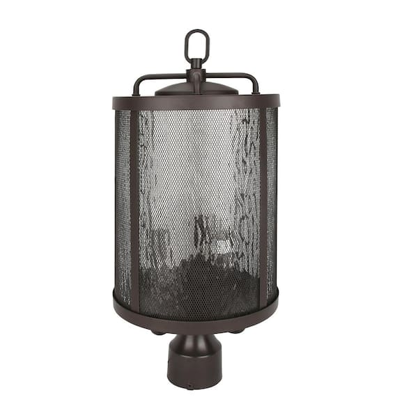 3-Light Bronze Aluminum Hardwired Outdoor Weather Resistant Post Light with No Bulbs Included