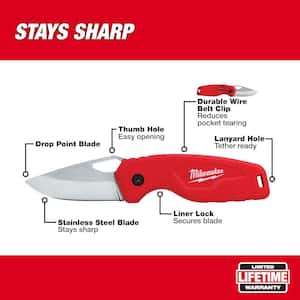 Compact Folding Knife with 2.5 in. Blade with Compact Jobsite Knife Sharpener (2-Piece)