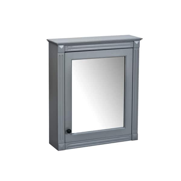 Sarlai 24.01 in. W x 27.76 in. H Rectangle Framed MDF Wall Mounted Bathroom Vanity Mirror in Gray with Mirror