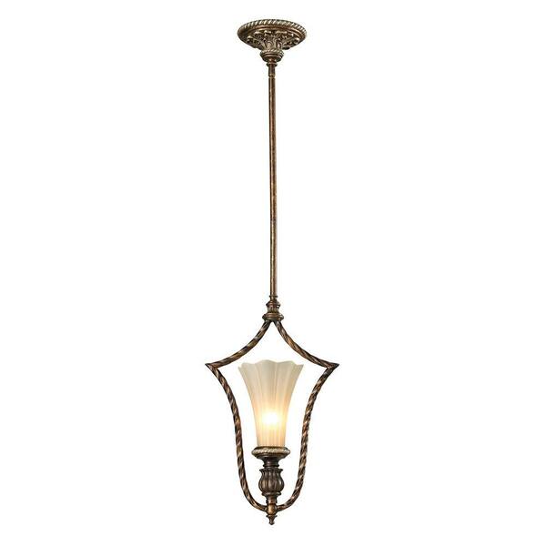 Titan Lighting Ashby Collection 1-Light Burnt Bronze/Weathered Gold Leaf LED Pendant