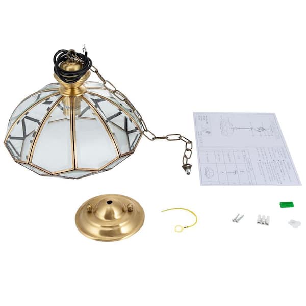 OUKANING 1-Light Gold Modern Shaded Pendant Light with Clear Glass