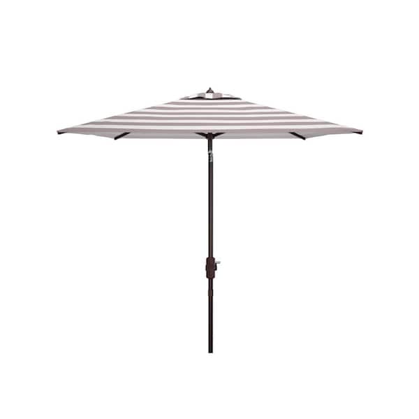 SAFAVIEH Iris 7.5 ft. Aluminum Market Tilt Patio Umbrella in Gray/White