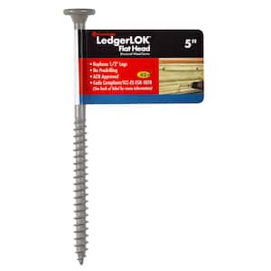 LedgerLOK Flat Head Structural Ledger Board Screws – 5 inch flat head wood screws – Gray (Single Fastener)