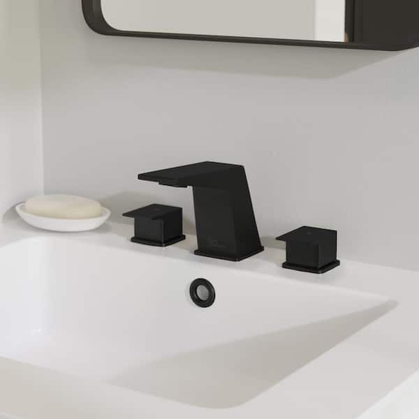 Swiss Madison Carre 8 in. Widespread Double-Handle Bathroom Faucet in Matte Black
