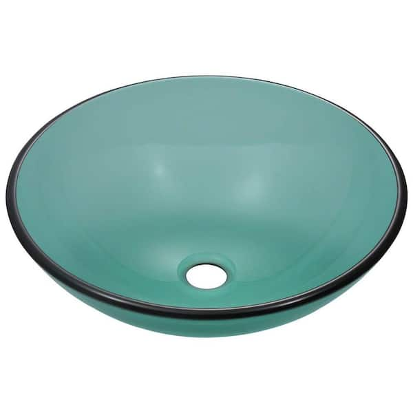 Polaris Sinks Glass Vessel Sink In Emerald P106-Emerald - The Home Depot