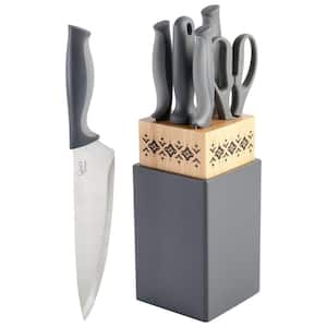 7 Piece Stainless Steel Cutlery Set with Wood Block