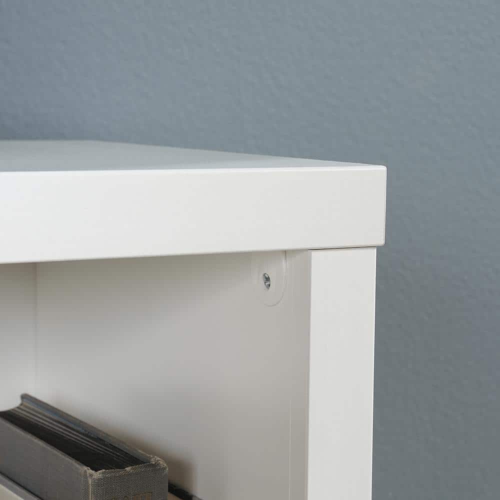 Soft White Adjustable 3-Shelf Display Bookcase with Cubes