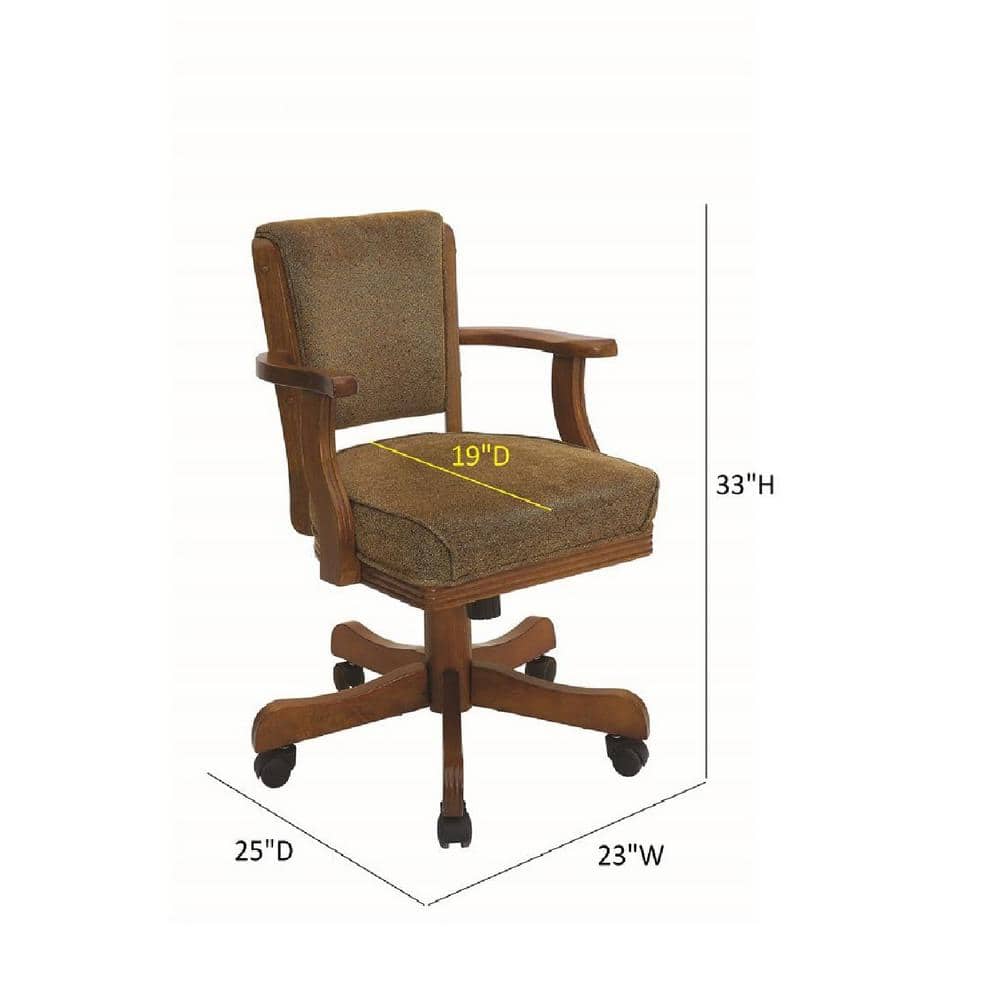 Mitchell 33" Olive-Brown Upholstered Game Chair with Amber Wood Finish