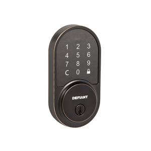 Round Aged Bronze Smart Wi-Fi Deadbolt Powered by Hubspace