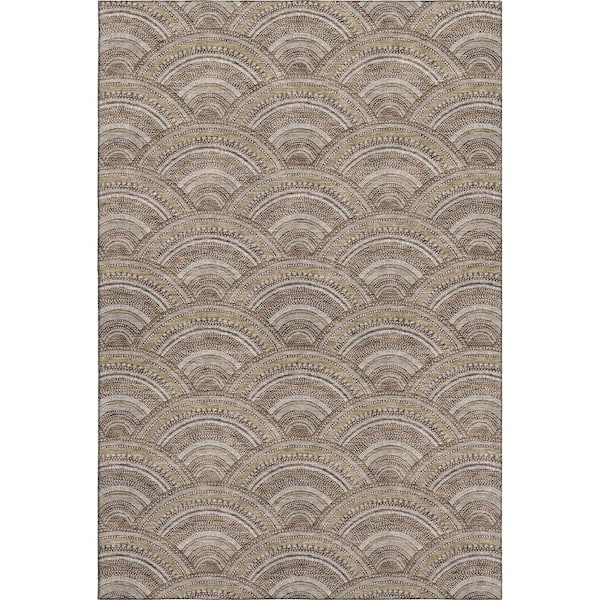 Mayfield Premium Machine Washable Abstract AMF984 Brown 9 ft. x 12 ft. Area Rug
