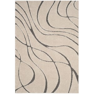 Florida Shag Cream/Gray 4 ft. x 6 ft. Solid Area Rug