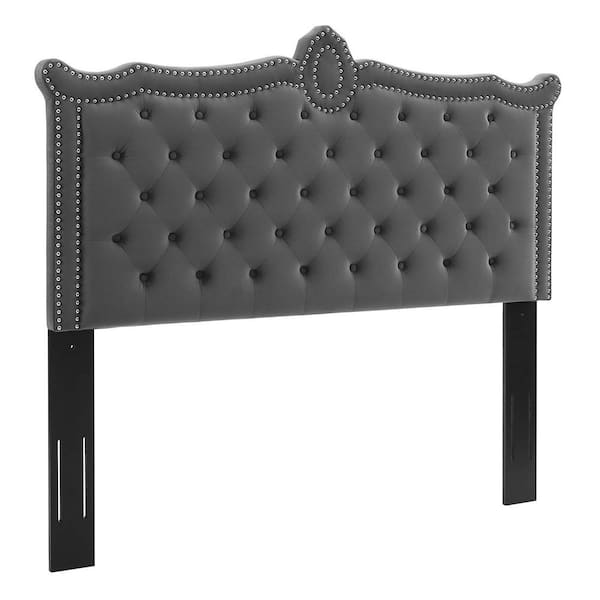 MODWAY Louisa Charcoal Tufted Performance Velvet Full/Queen Headboard