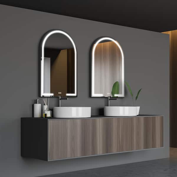Dovelina 30 in. W x 39 in. H Arched Frameless Wall Mirror Bathroom Vanity Mirror