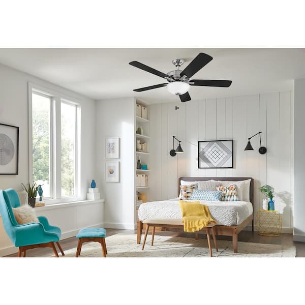 Hinkley Metro Illuminated 52-In Low Profile Ceiling Fan with LED Light - Indoor Ceiling Fan with Dual Mount for Bedroom, Kitchen, Living Room - Wood C