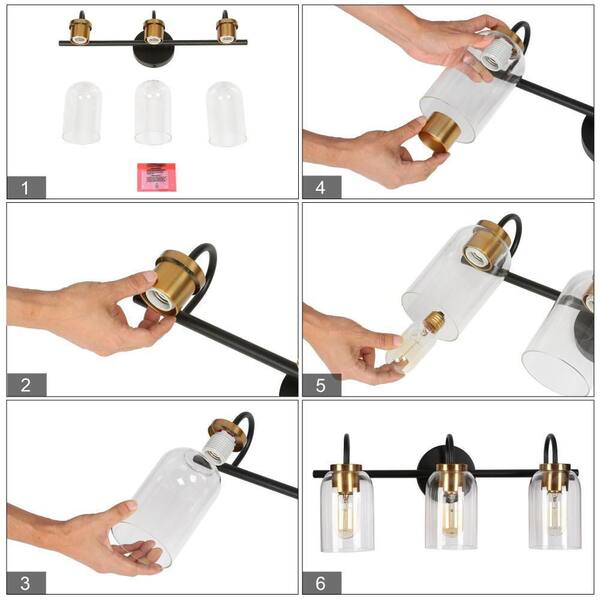 Zevni 21 in. 3-Light Black Bathroom Vanity Light Modern Zevni 21 in. 3-Light Black Bathroom Vanity Light Modern