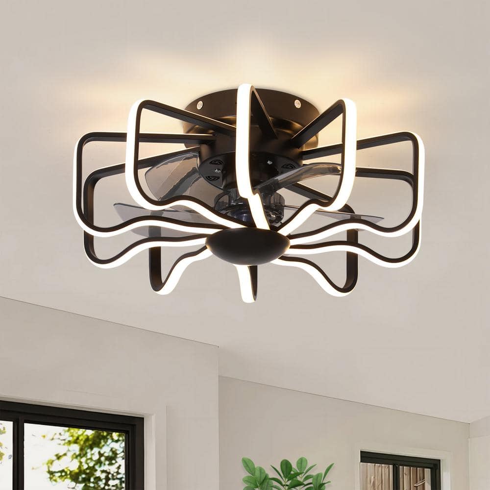 22.83 in. Black Modern Minimalist Silicone Lampshade Indoor Integrated LED 
