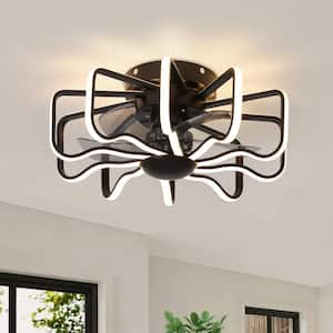 22.83 in. Black Modern Minimalist Silicone Lampshade Indoor Integrated LED Ceiling Fan with Light and 5 ABS Blades