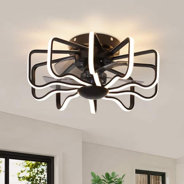 GoYeel 22.83 in. Black Modern Minimalist Silicone Lampshade Indoor Integrated LED Ceiling Fan with Light and 5 ABS Blades