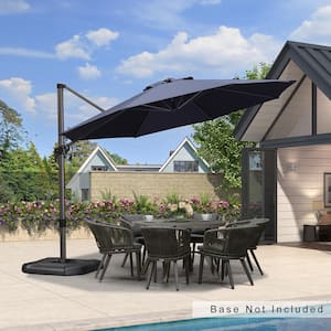 11 ft. Octagon Outdoor Patio Cantilever Umbrella Aluminum Offset 360° Rotation Umbrella in Navy Blue