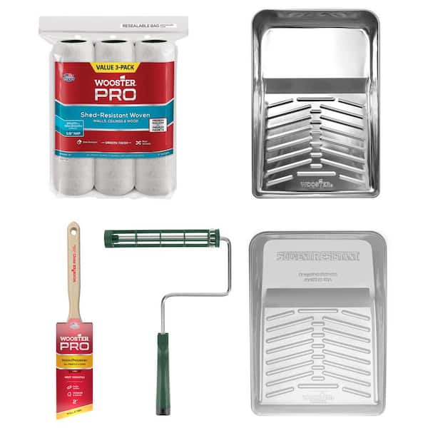 9 in. x 3/8 in. Woven Roller (3Pk), 9 in. Sherlock Frame, 11 in. Metal Tray & Liner (3Pk), 2 in. Nylon/Poly Thin Angle