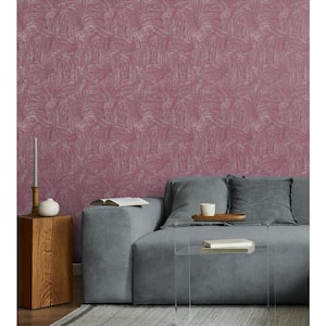 60.75 sq. ft. Merlot and Metallic Silver Radcliffe Abstract Paper Unpasted Wallpaper Roll