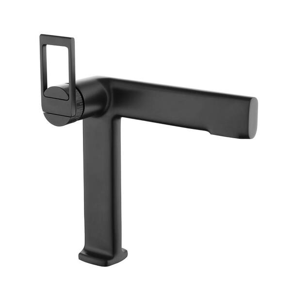 WELLFOR Novel Single-Handle Single-Hole Large Spout Bathroom Faucet with Supply Line in Matte Black