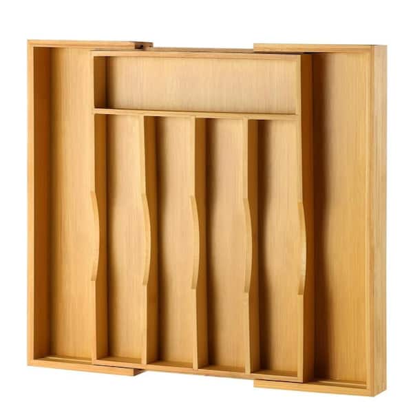1.97 in. H x 10.04 in. W x 13.97 in. D Expandable Bamboo Kitchen Flatware Organizer in Natural for Spoons and Forks