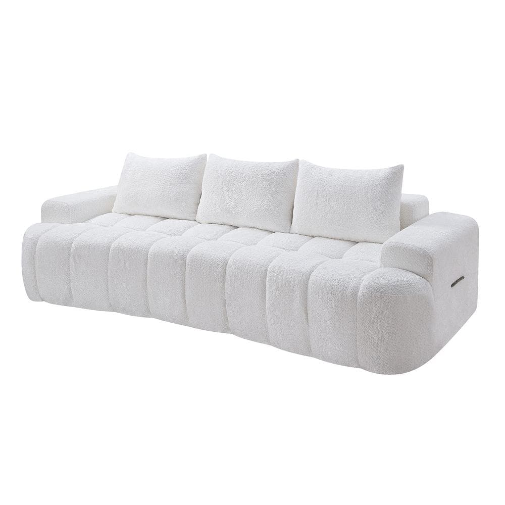 100 in. Curved Armless 3-piece Boucle Cloud-Like Sectional Sofa with High Resilience Foam in White price history on PriceWatchPro