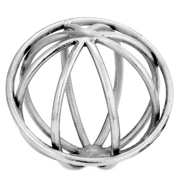 HomeRoots Metal Silver Decorative Orb Tabletop Sculpture