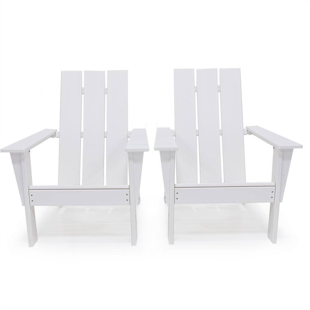 Arcadia White HDPE Outdoor Adirondack Chair Set