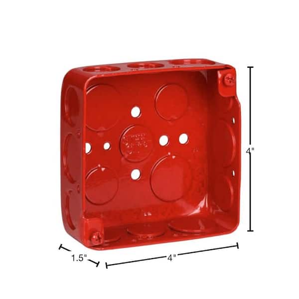 Steel City 4 in. Square BOX 1-1/2 DP RED (Case of 50) (52151