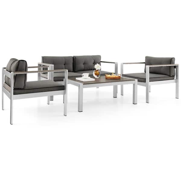 Gymax 4-Pieces Patio Furniture Set Conversation Set Patio Furniture Outdoor Conversation Set